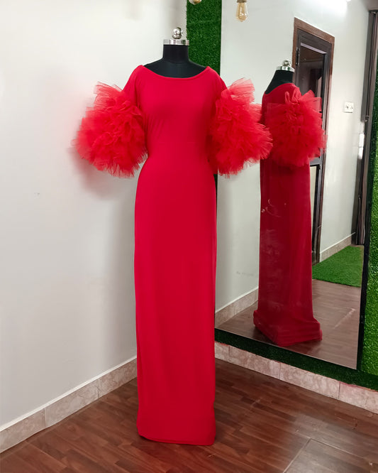 Bodycon with Frill Sleeve Gown
