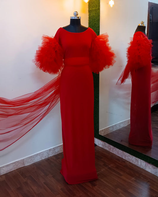 Bodycon with Frill Sleeve Gown