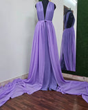Body Wrap with Long Tail Gown