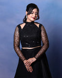 Croptop Circle Skirt with Princess Keyhole Neck