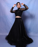 Croptop Circle Skirt with Princess Keyhole Neck