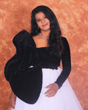 Yoke velvet long gown