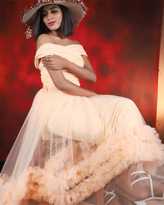 Wrap Ruffle Gown