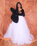 Yoke velvet long gown