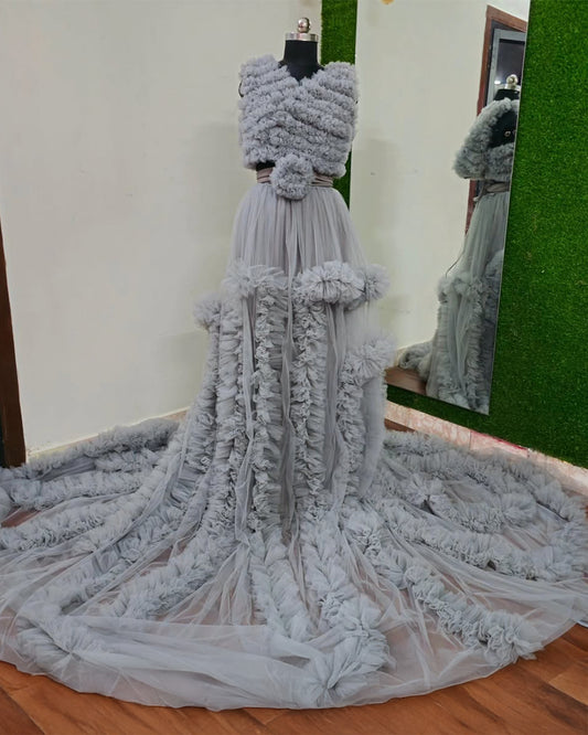 Full Flounce Netted Gown