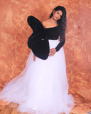 Yoke velvet long gown