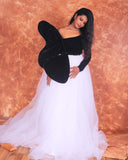 Yoke velvet long gown